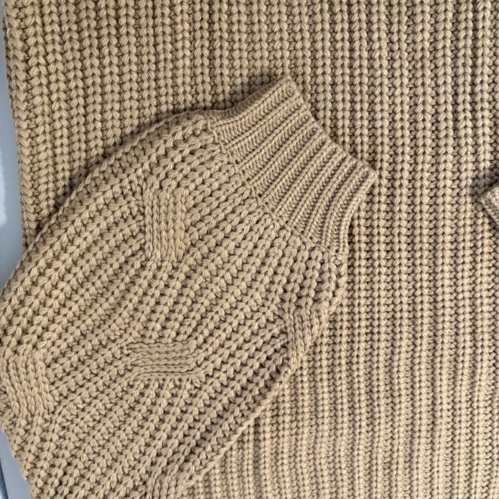 12th Tribe x The Salty Blonde Tan Chunky Knit Oversized Mock Neck Sweater OS - Picture 10 of 11